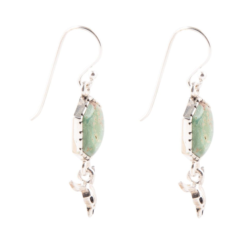 Sterling Silver and Blue Turquiose Longhorn Earrings