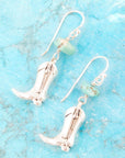 Sterling Silver Boot Charm and Blue Turquoise Earrings