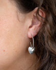 Sterling Silver Engraved Heart Hoop Earrings