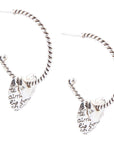Sterling Silver Engraved Heart Hoop Earrings