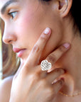 Sterling Silver Engraved Heart Statement Ring