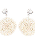 Sterling Silver Tan Rattan Statement Earrings