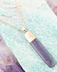 Straightaway Purple Amethyst Golden Necklace