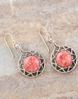 Sun Orange Sponge Coral Golden Drop Earrings