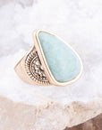 Sunset Blue Amazonite and Golden Ring