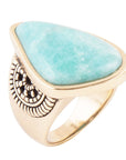 Sunset Blue Amazonite and Golden Ring