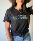 Survivor Thriver Black Graphic Tee Shirt - Bourbon Cowgirl