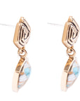 Swirled Blue Turquoise and Orange Sponge Coral Matrix Golden Post Earrings
