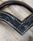 Floral V Browband Black Headstall / Bridle