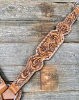 Light Oil Floral Tooled Silver Buckstitching & Dots Breastcollar