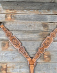 Light Oil Floral Tooled Silver Buckstitching & Dots Breastcollar