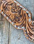 Light Oil Floral Tooled Silver Buckstitching & Dots Breastcollar