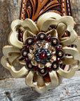One Ear Headstall / Bridle - Gold Flower & European Crystal Conchos