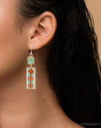 Talavera Tile and Blue Turquoise Golden Dangle Earrings