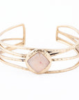 Terra Peach Moonstone and Golden Cuff Bracelet