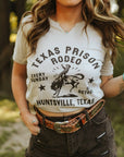 Texas Prison Rodeo Cowboy Raw Cut V-neck Graphic Tee