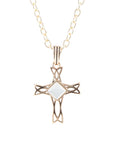 The Light White Mother of Pearl Cross Pendant Golden Necklace