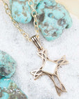 The Light White Mother of Pearl Cross Pendant Golden Necklace