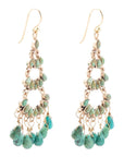 Triple the Blue Turquoise Golden Chandelier Earrings