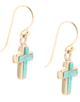 Touch of Blue Turquoise Golden Cross Drop Earrings