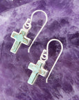 Touch of Blue Turquoise Sterling Silver Cross Earrings