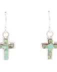 Touch of Blue Turquoise Sterling Silver Cross Earrings