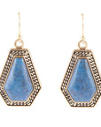 Trapezoid Tile Blue Lapis Golden Earrings
