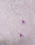 Triangle Threader Purple Turquoise and Sterling Silver Earrings