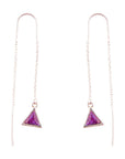 Triangle Threader Purple Turquoise and Sterling Silver Earrings