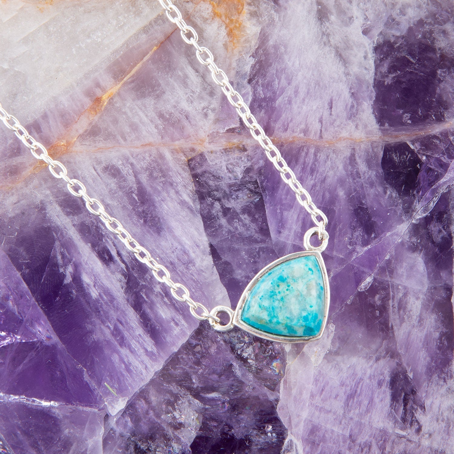 Trident Chrysocolla and Sterling Necklace