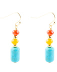 Triple Drop Magnesite and Jade Earrings