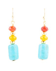 Triple Drop Magnesite and Jade Earrings