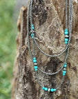 Triple Layer Turquoise Bead Necklace