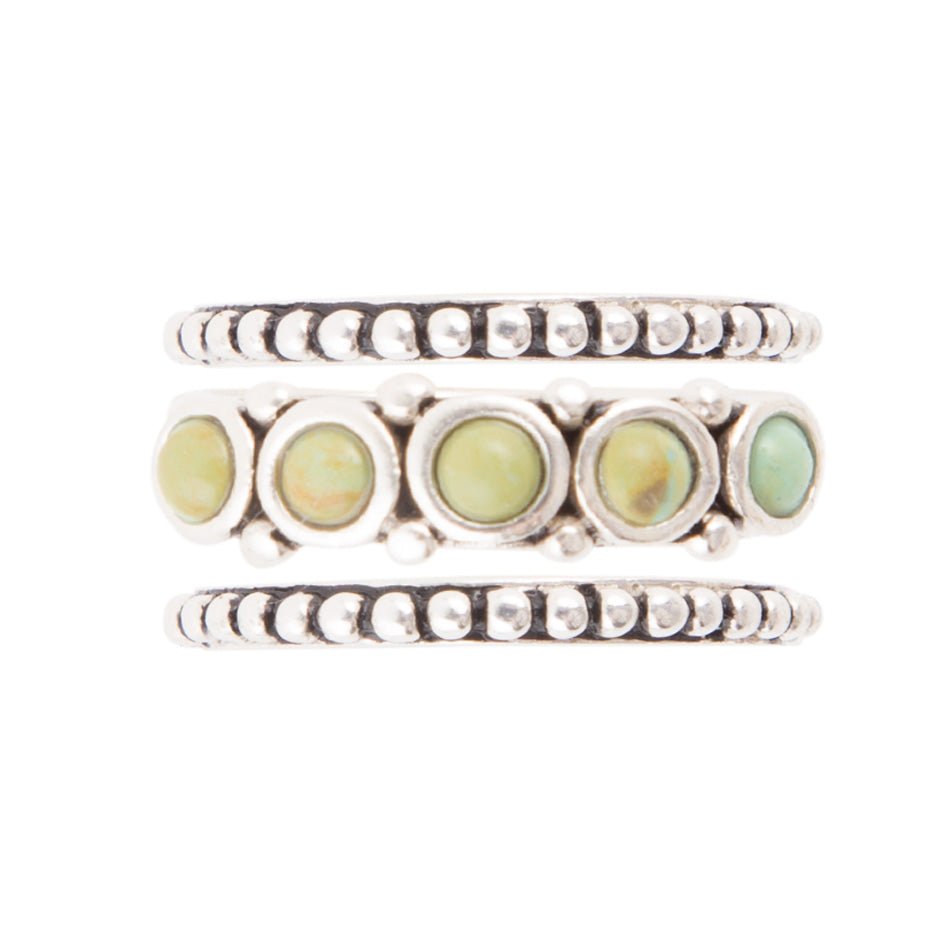 Triple Play Blue Turquoise and Sterling Silver Stack Ring