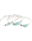Triple Stack Shaped Turquoise and Sterling Silver Ring Set