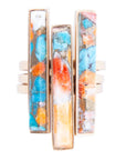 Triple Threat Blue Turquoise Orange Spiny Oyster Matrix Golden Ring Set