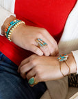 Triple Threat Blue Turquoise Orange Spiny Oyster Matrix Golden Ring Set