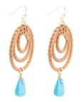 Tulum Blue Magnesite Rattan Golden Drop Earrings