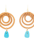 Tulum Blue Magnesite Rattan Golden Drop Earrings