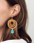 Tulum Blue Magnesite Rattan Golden Drop Earrings