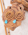 Tulum Blue Magnesite Rattan Golden Drop Earrings