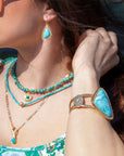Tulum Blue Turquoise Golden Cuff Bracelet