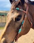 Turquoise Rawhide Light Oil Browband Headstall