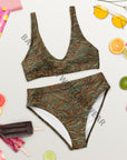 Yeehaw Turquoise Tooled Leather Print Bikini