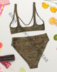 Yeehaw Turquoise Tooled Leather Print Bikini