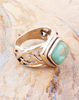 Blue Turquoise and Golden Bronze Cut Out Ring