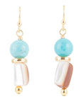 Turquoise and Caramel Shell Drop Earrings