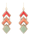 Turquoise and Coral Tapestry Drop Earrings