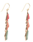Turquoise and Coral Tapestry Drop Earrings