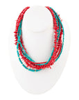 Turquoise and Coral Toursade Necklace